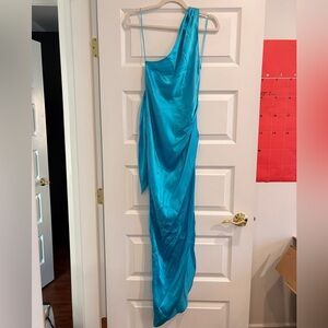 Amanda Uprichard satin one shoulder asymmetrical dress